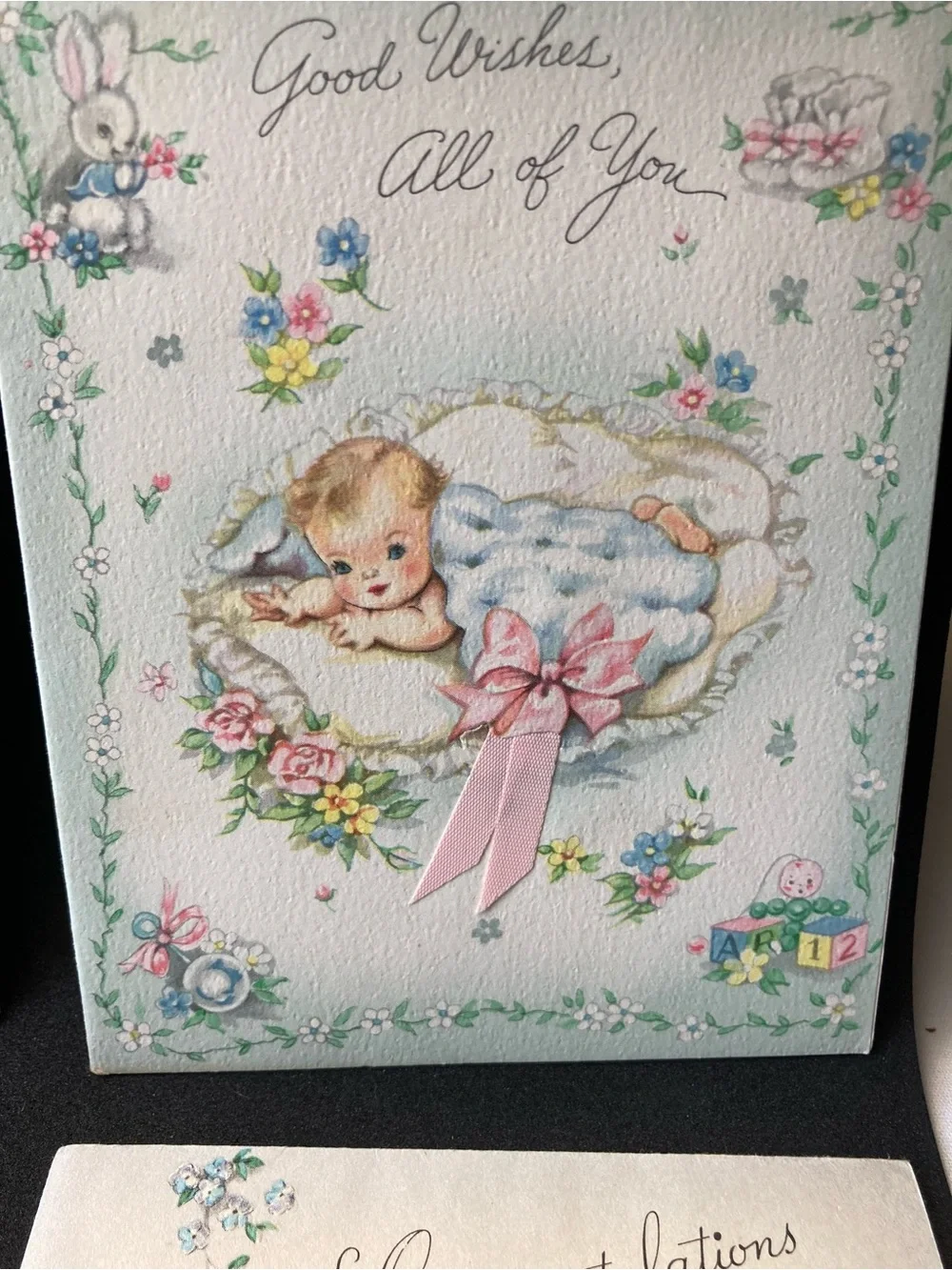 Vintage 1950's New Baby Greeting Card Assortment - Pink & Blue